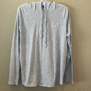VINEYARD VINES Hooded Long sleeve Tee Shirt, Sz L, Gray w/pink accents, Cute!